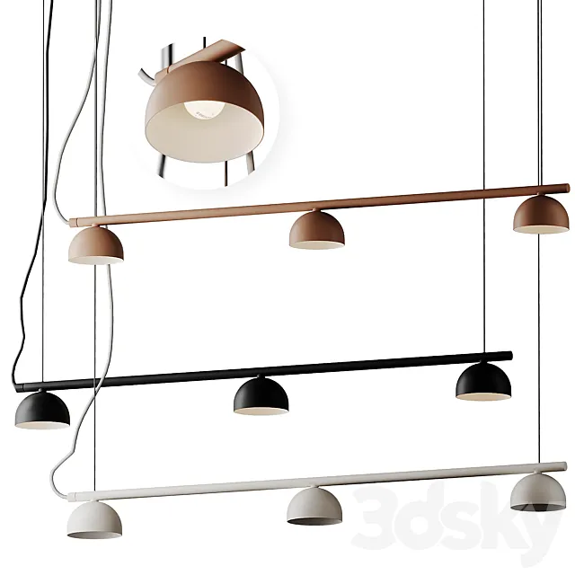 Blush rail 3 pendant lamp from Morten & Jonas 3DS Max Model