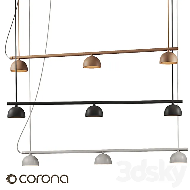 Blush rail 3 pendant lamp from Morten & Jonas 3dsMax Model