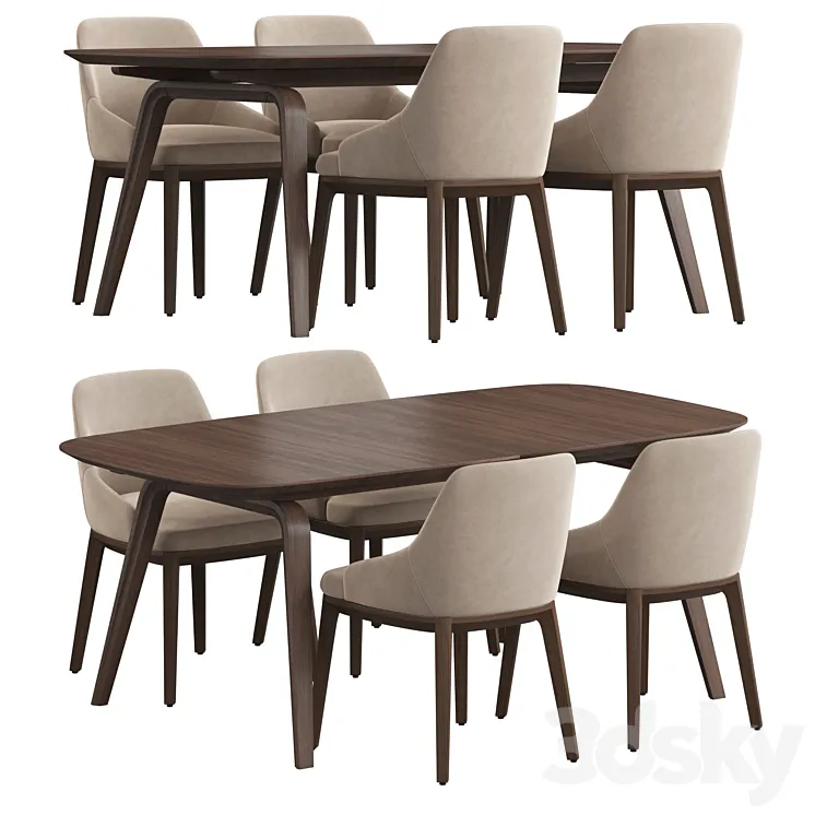 Bo Concept Hauge table Dining set 3DS Max Model