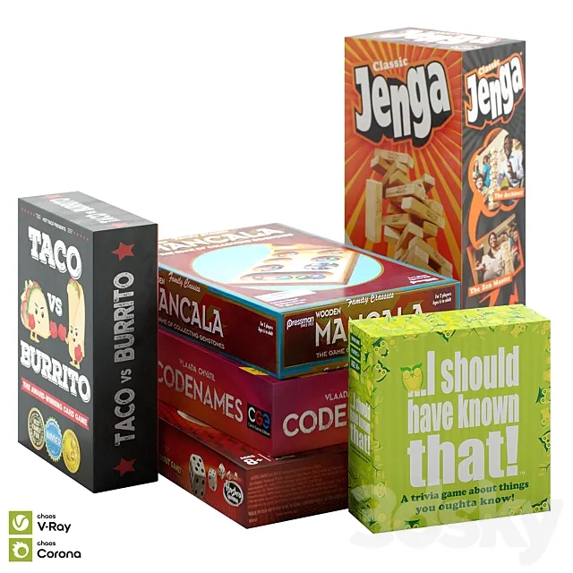 Board games set 3 3ds Max