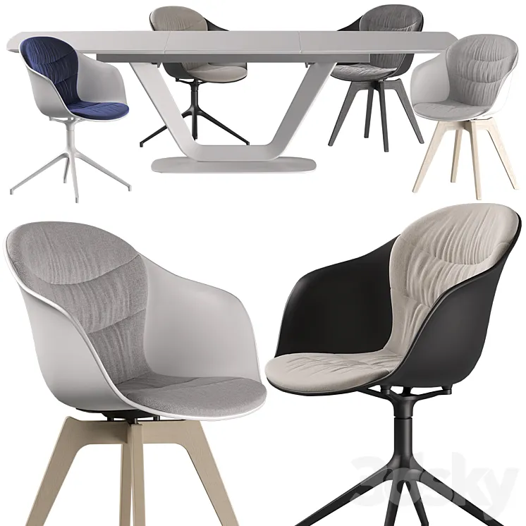 Boconcept – Alicante Table-Adelaide Chair set 01 3DS Max Model
