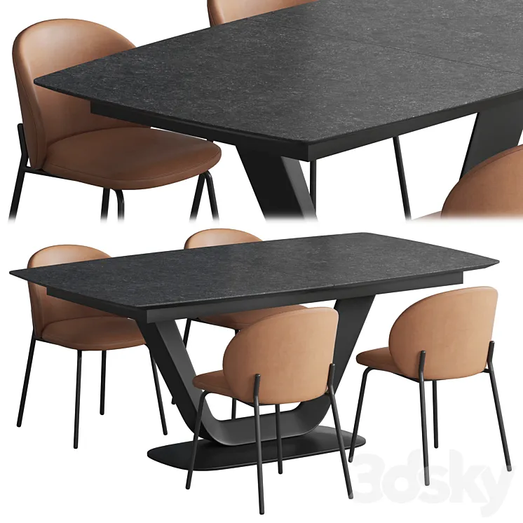 Boconcept Alicante table Princeton chair 3DS Max