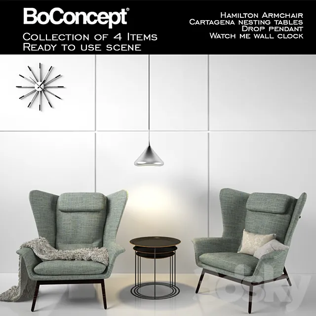 Boconcept Hamilton Armchair With Scene 3DS Max Model