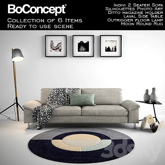 BoConcept Indivi 2 Seater Sofa with full scene 3DSMax File