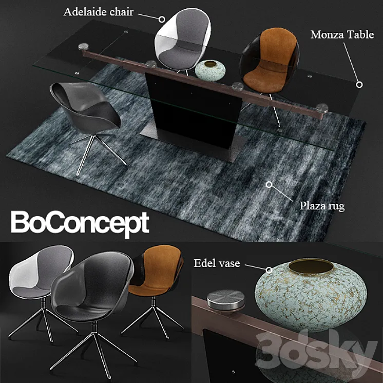 BoConcept Monza table and Adelaide chair 3DS Max