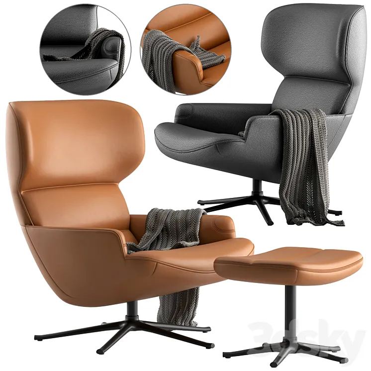 Boconcept-Trento chair + Trento footstool 3DS Max