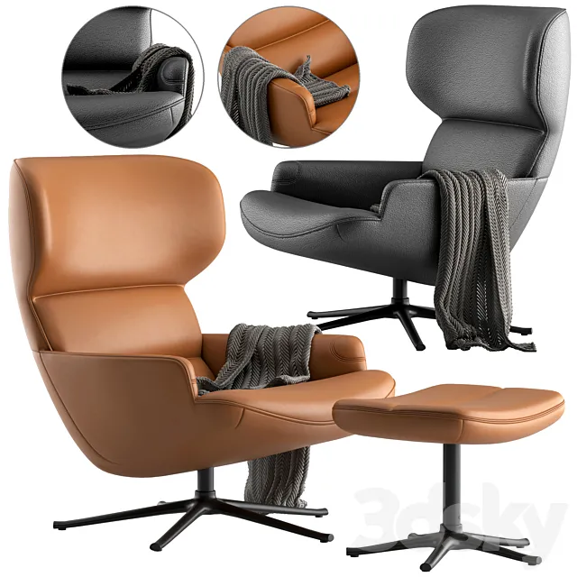 Boconcept-Trento chair + Trento footstool 3DSMax File
