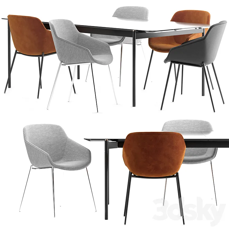 Boconcept – Vienna Chair + Augusta table 3DS Max