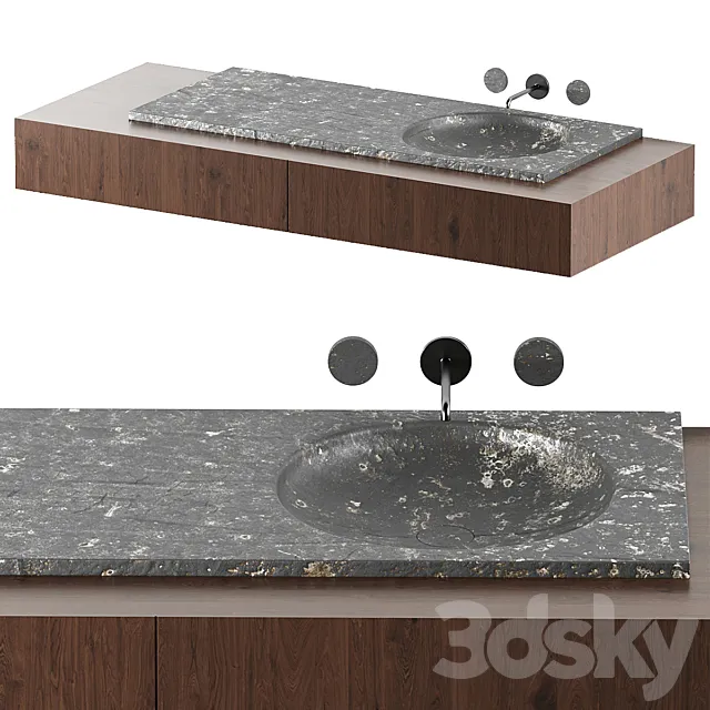 Boffi Floe Stone Encased Washbasin & Salvatori Spaghetti 3dsMax Model