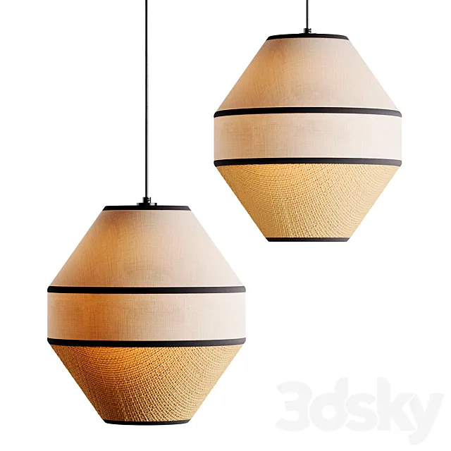 Bohemia Wabi Sabi Handmade Rattan Pendant Lamp 3dsMax Model