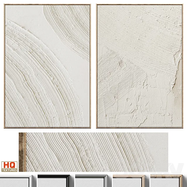 Boho Beige Relief Plaster Wall Art C-625 3ds Max