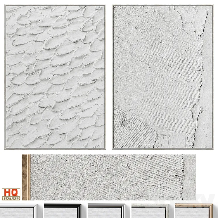 Boho Gray Relief Plaster Wall Art C-677 3DS Max
