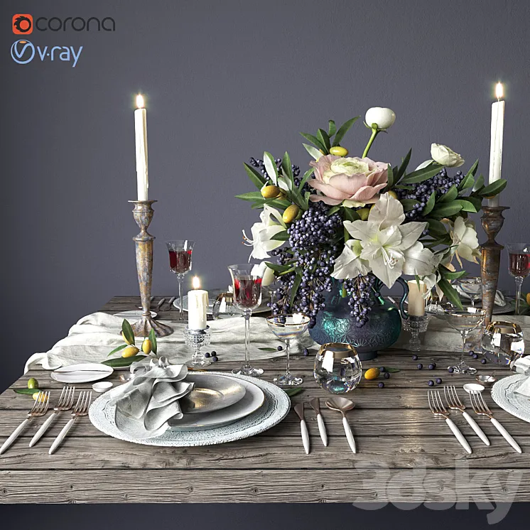 Boho style table setting 3DS Max