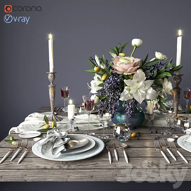 Boho style table setting 3DSMax File