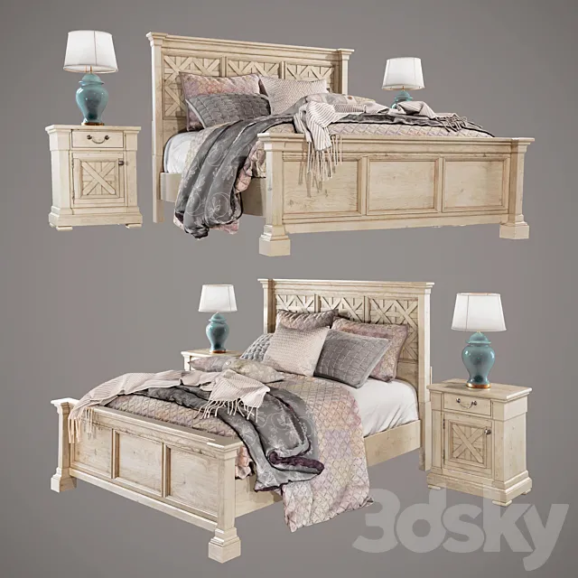 Bolanburg Queen Bed with 2 Nightstands 3DS Max Model