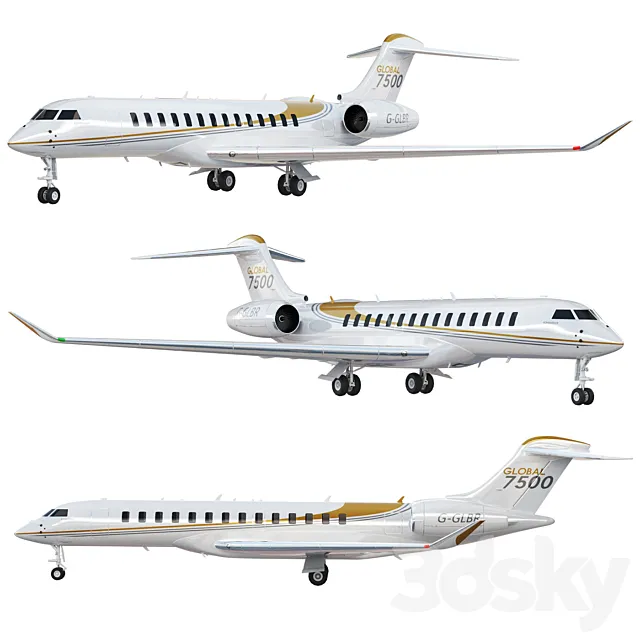 Bombardier Global 7500 aircraft 3ds Max