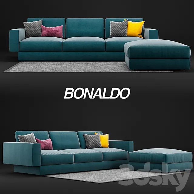Bonaldo All-One Sofa and Pouf 3ds Max