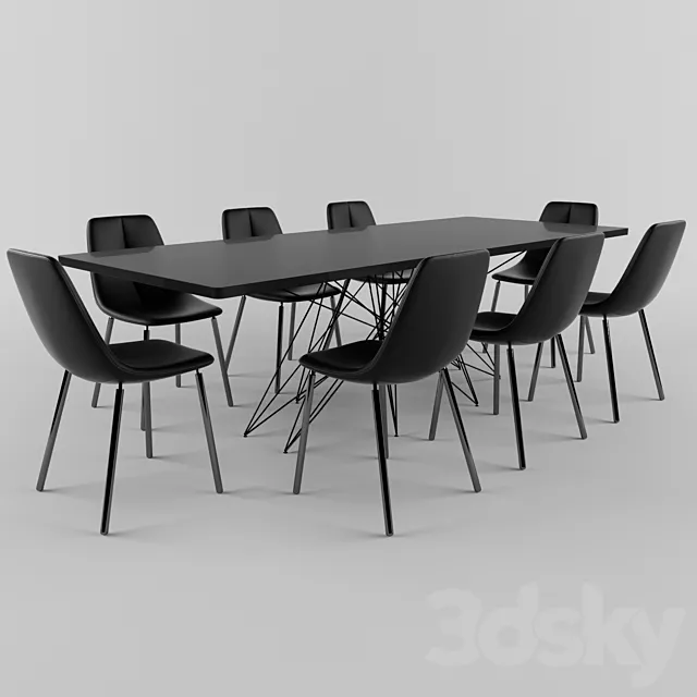 Bonaldo table Octa chairs By met 3DS Max Model