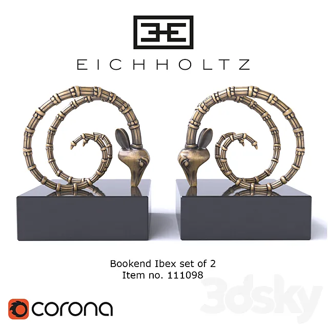 Book holder EICHHOLTZ Bookend Ibex set of 2 3ds Max