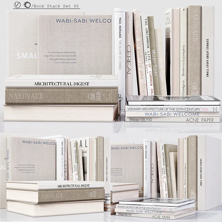 Book stack set 06 3DS Max