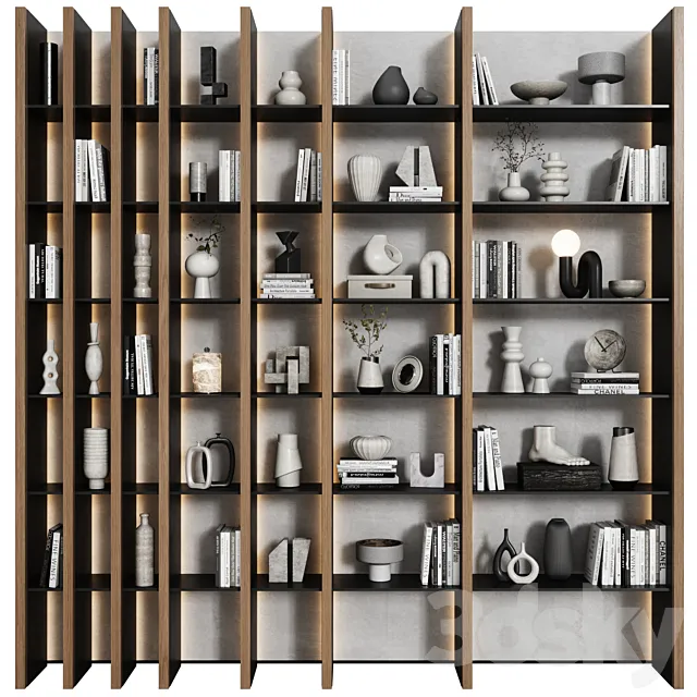 Bookcase in modern minimalist style 04 3DS Max Model