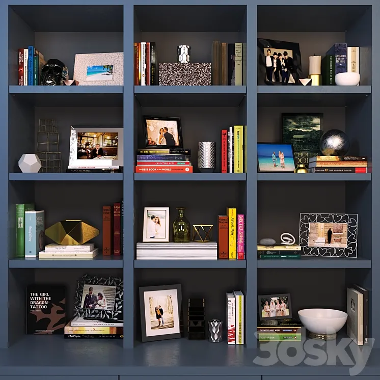 Bookcase with books and decor 3DS Max