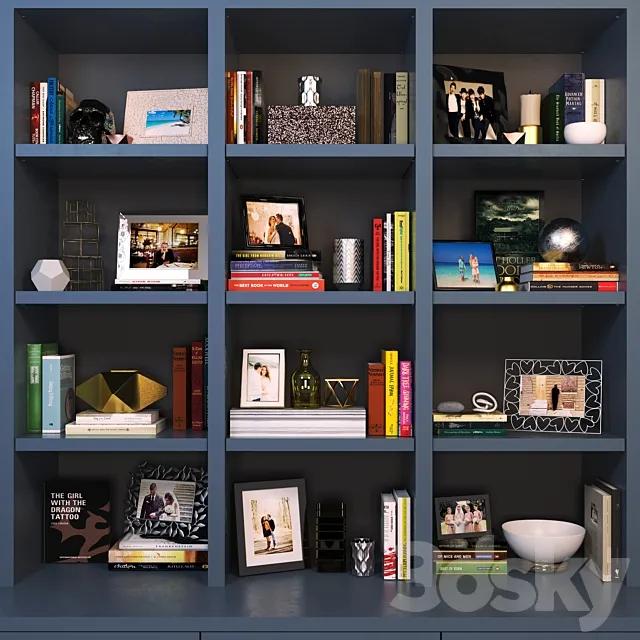 Bookcase with books and decor 3DSMax File
