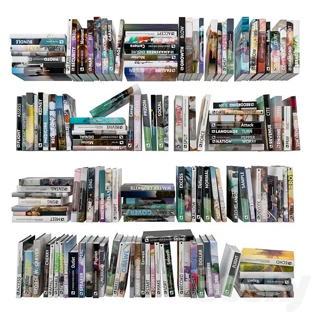 Books (150 pieces) 1-6-12-1 3DS Max Model