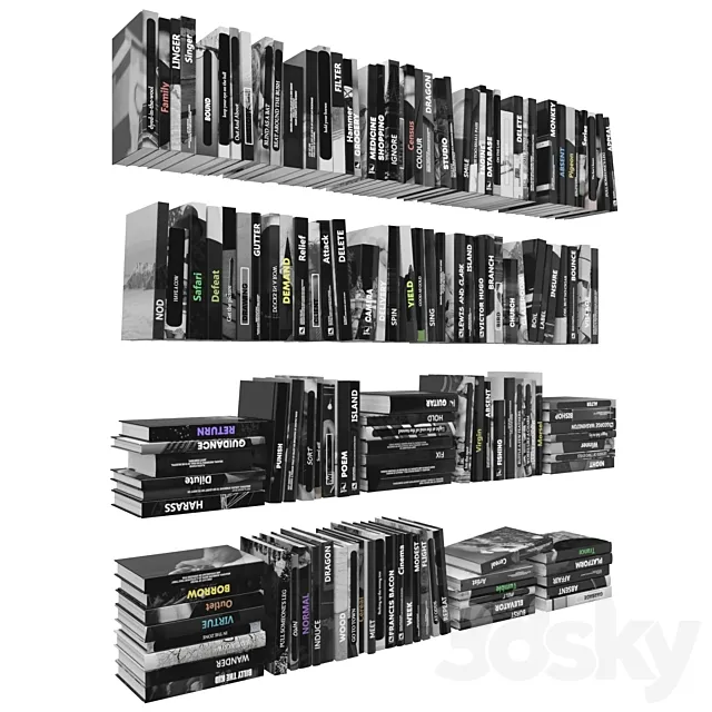 Books (150 pieces) 3 1-3 3DS Max Model