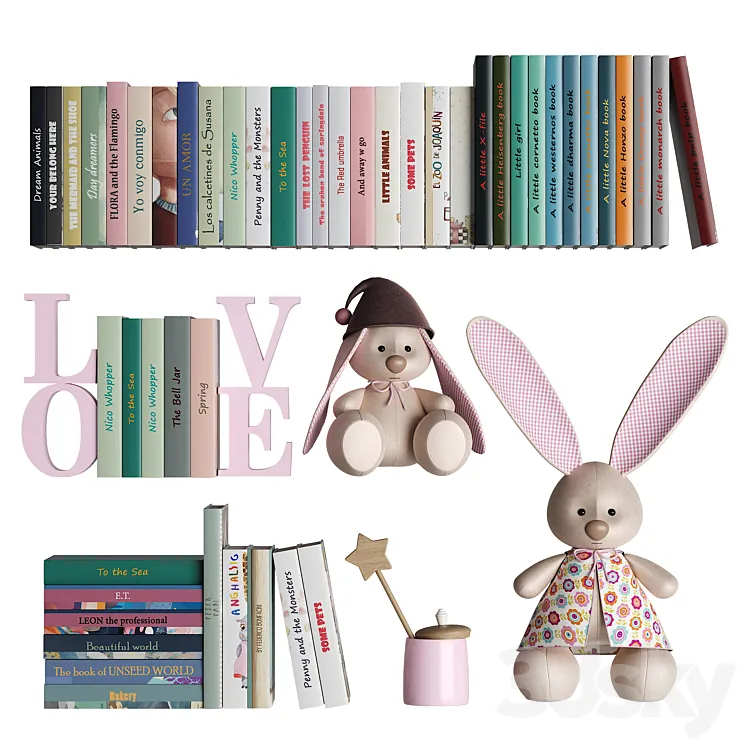 Books and toys set 3DS Max