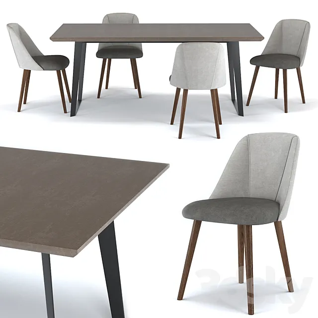 Boone 8 Seat Dining Table & Lule Dining Chair by Made 3ds Max