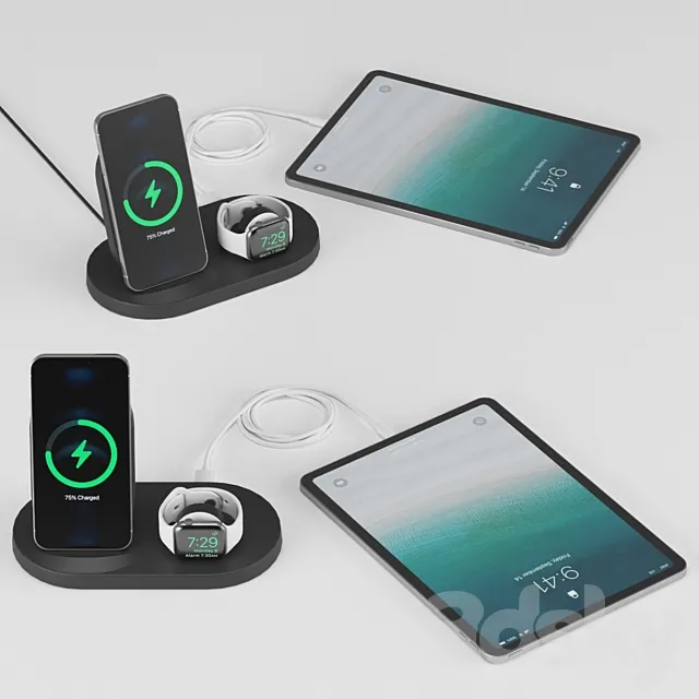 BOOST↑UP™ Wireless Charging Dock for iPhone + Apple Watch + USB-A port iPad 3ds Max