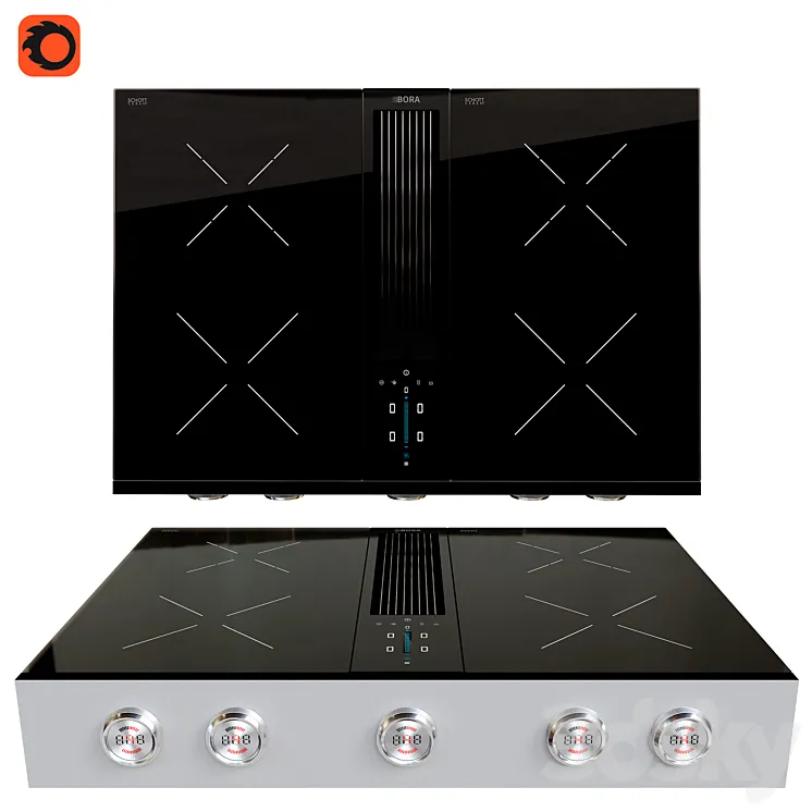 BORA Pro cooktop with integrated cooker hood 3DS Max