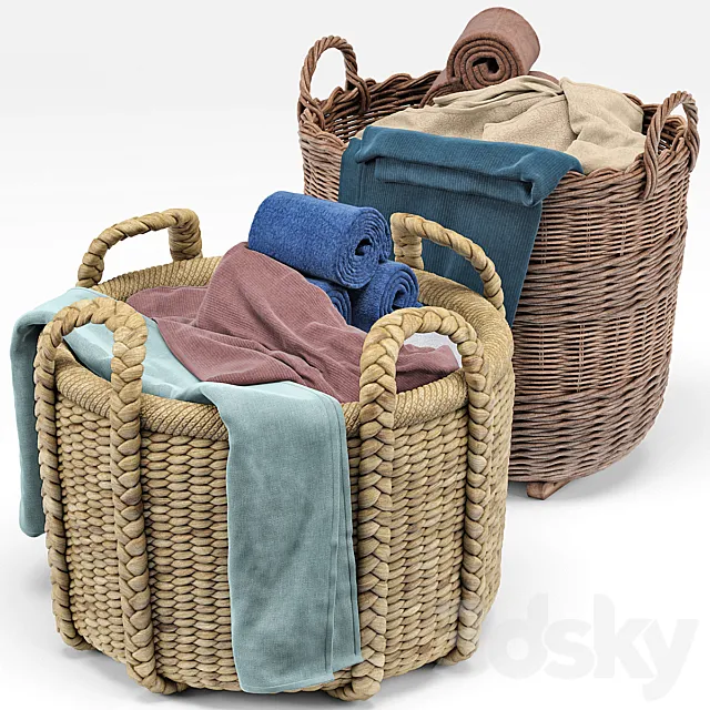 Borocay Wicker Floor Basket Blossom Hand Woven Basket 3DS Max Model