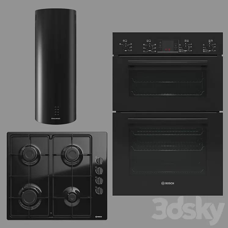 BOSCH and MAUNFELD home appliances collection (black) 3DS Max