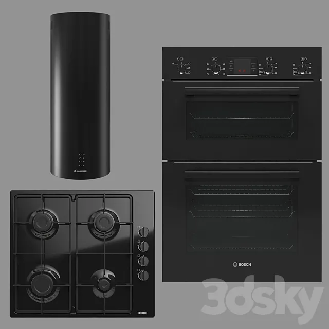 BOSCH and MAUNFELD home appliances collection (black) 3DSMax File