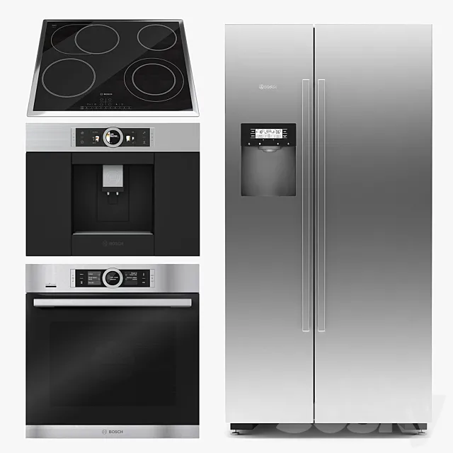 Bosch fridge cooktop oven cooktop coffee machine 3DSMax File