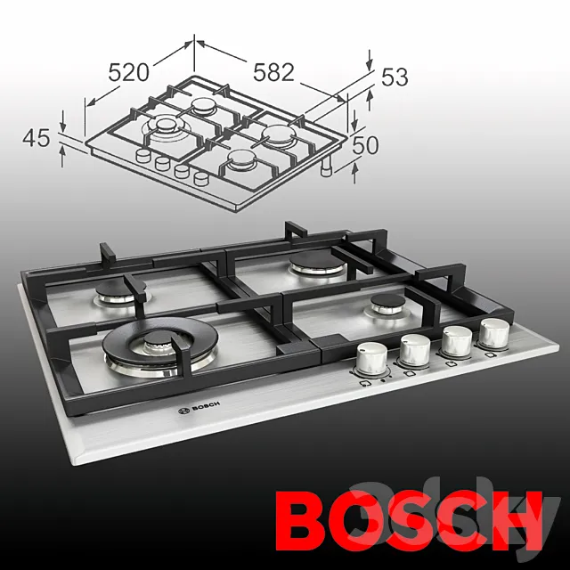 Bosch Gas Hob 3ds Max