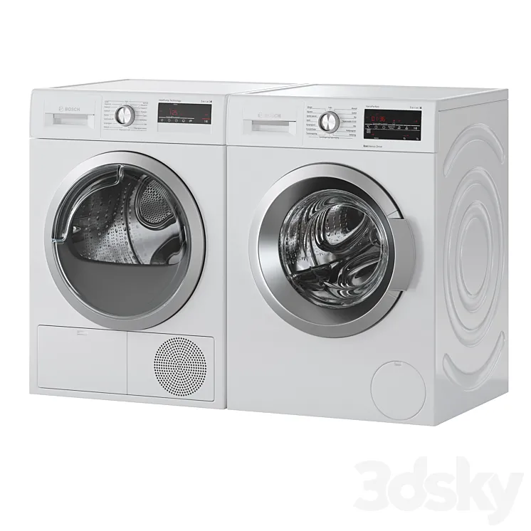 Bosch Washer Serie 6 Dryer Serie 4 Laundry Room 3DS Max