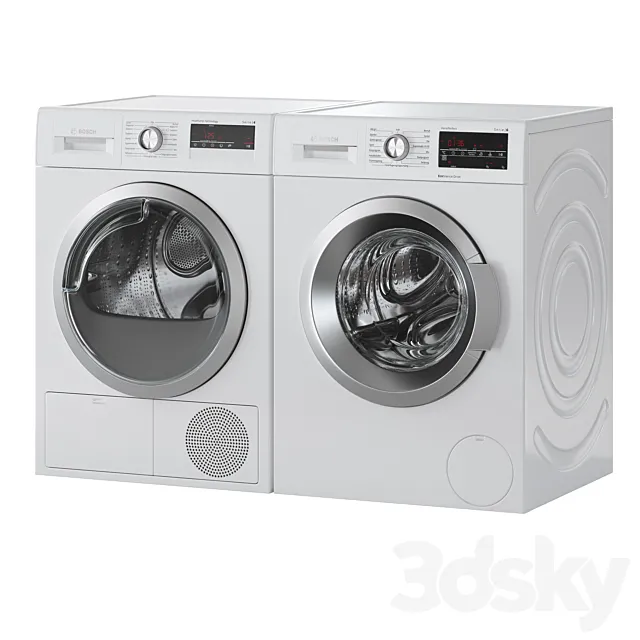 Bosch Washer Serie 6 Dryer Serie 4 Laundry Room 3DSMax File