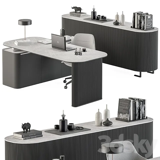 Boss Desk Black and Gray – Office Furniture 236 3DSMax File