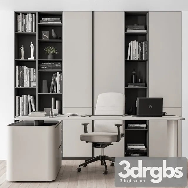 Boss desk with library black and white table – office furniture 285
