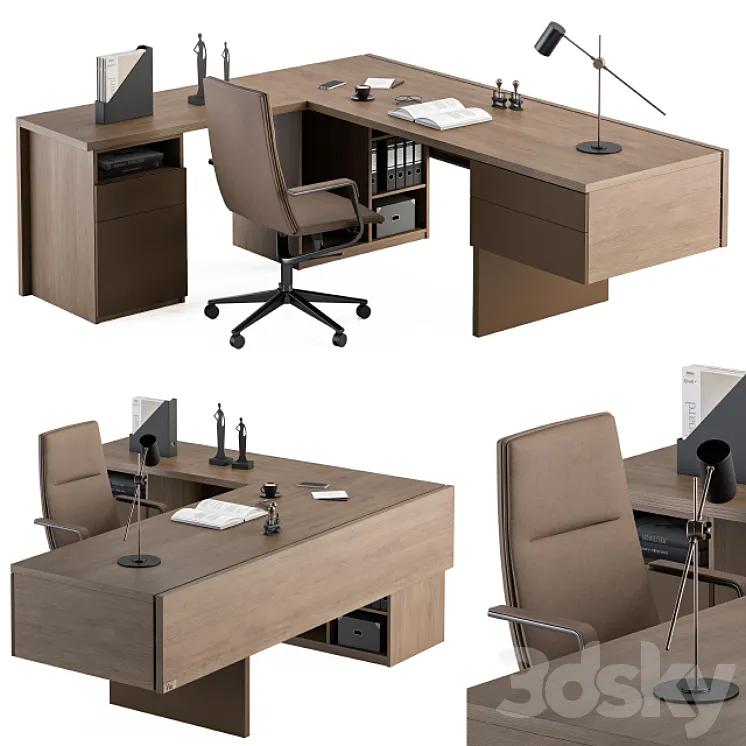 Boss Desk Wood and MDF – Office Furniture 243 3DS Max