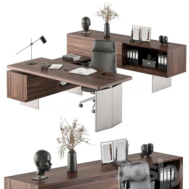 Boss Desk Wood and Steel – Office Furniture 235 3ds Max