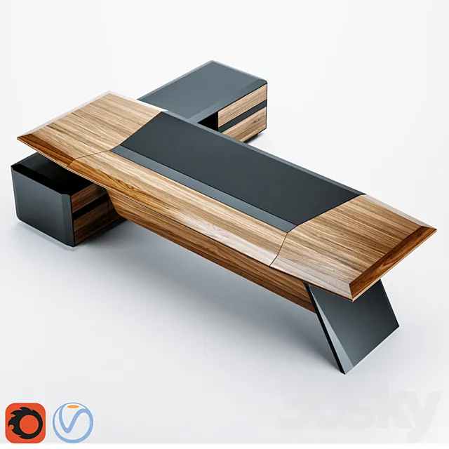 Boss’s Cabin Aulenti Executive Desk 3ds Max