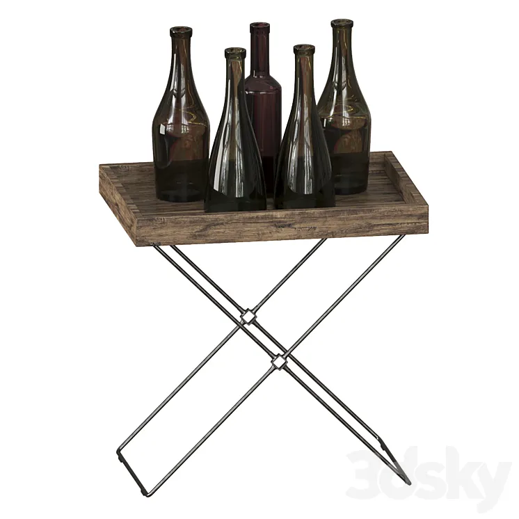 Bottle set with table 3DS Max