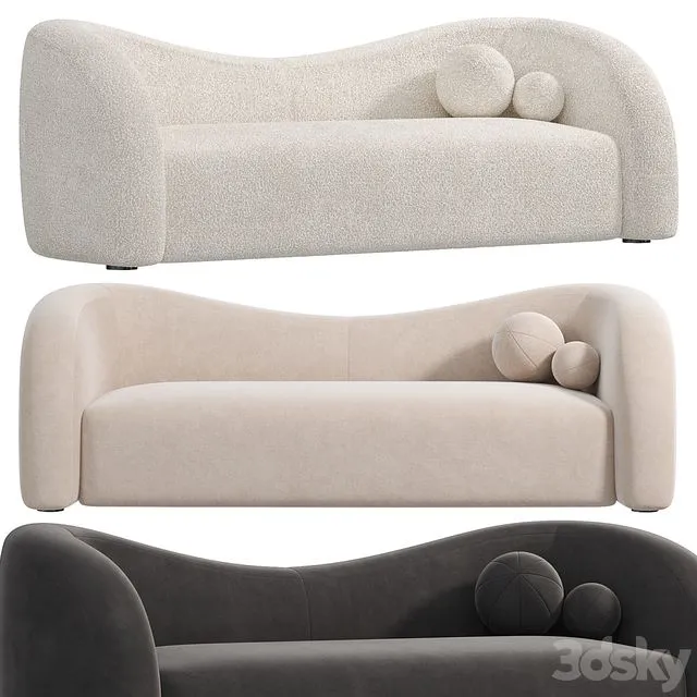Boucle Upholstered Curved 2 Seater Sofa for Living Room 3dsMax Model