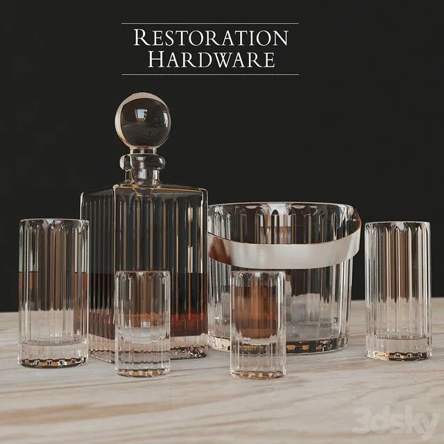 BOULEVARD CUT CRYSTAL BARWARE SET 3dsMax Model