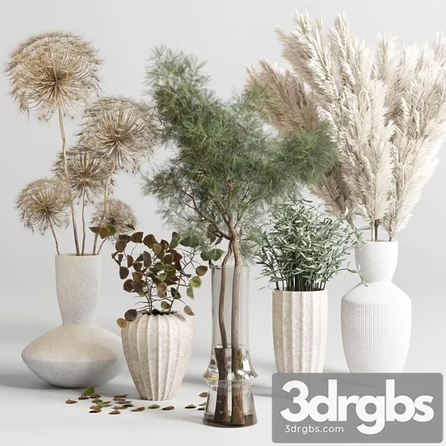 Bouquet 13 Concrete Vse Plant Pampas and Dry Hogweed Dry Leaves 3dsmax Download
