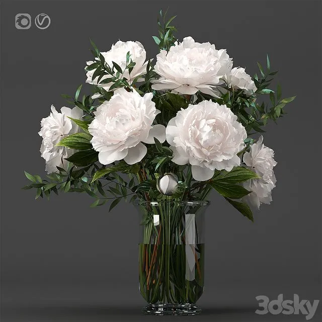 Bouquet 8 of white peonies 3dsMax Model